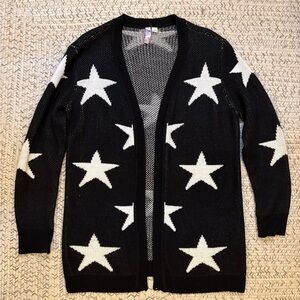 Black Cardigan with White Star Pattern